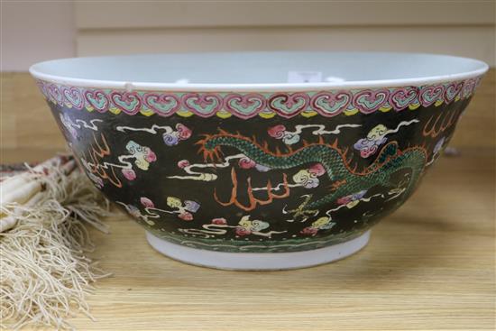 A Chinese famille noire bowl diameter 41cm